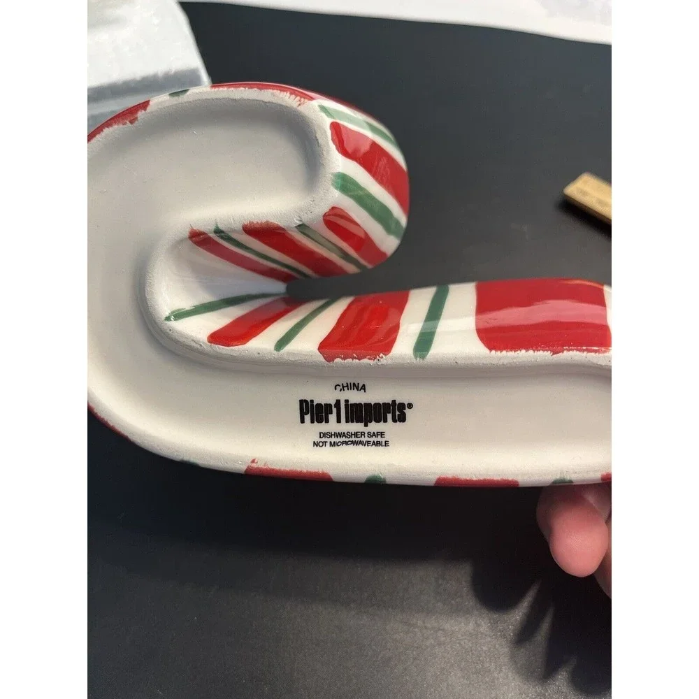 Pier One Candy Cane Dip Bowl Set w Candy Cane Spreader